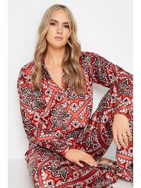 NWT LTS Long Tall Sally Tall Rust Brown Tile Long Sleeve Shirt Women Size 16